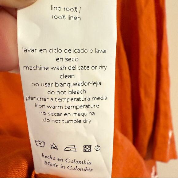 JUAN DE‎ DIOS Mexico Lindo Linen Mini Dress Embroidered SIZE XS Terracotta - Picture 8 of 12